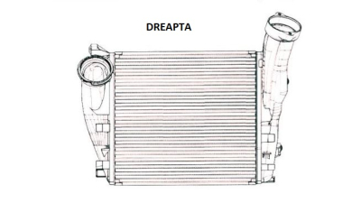 Intercooler Porsche Cayenne Turbo S (955/9PA), 02.2007-09.2010, motor 4.8 V8 T 397/404kw, benzina, cu/fara AC, aluminiu brazat, 288x280x62 mm, intercooler dreapta; priza conectare Rapida stanga, 