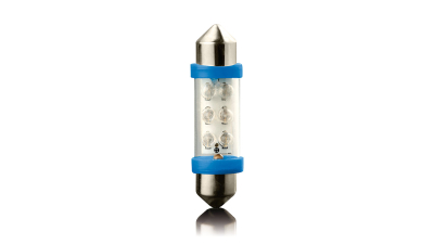 Set 2 becuri auto Vecta cu 6 leduri 12V SV8,5 , 39 mm albastru tip sofit 