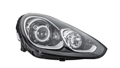 Far Porsche Cayenne (92a), 10.2014-12.2017, partea Dreapta, cu lumina dinamica pentru viraje; cu lumina pentru viraje statica; D3S+H7+LED; electric; fara bec descarcare; fara ballast; fara unitate control nivelare; cu motor, HELLA