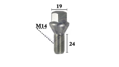 Prezon roata , surub Avantime (De0), 09.2001-05.2003, M14x1,5X24; A=25,50; B=19, C=14; H=24, L=53,00; pentru jante de metal si aluminiu, Calitate EU