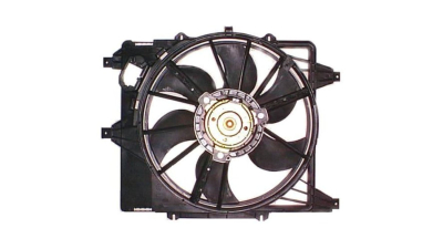GMV radiator electroventilator Renault Clio 2 (B0/1/2), 06.2001-2012 Motor 1, 2 16v 55kw Benzina, tip climatizare cu AC, cutie Manuala, dimensiune 320W/380mm, cu 2 pini, fara rezistormm, Aftermarket