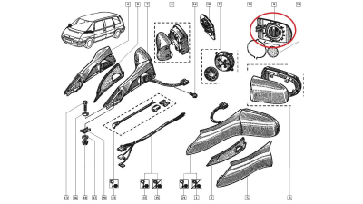 Geam oglinda exterioara Renault Espace 2, partea stanga , cu incalzire, produs original 6025170443