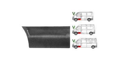 Panou de reparatie usa Iveco Daily, 01.1999-2014; Opel Movano, 07.1998-01.2010, Fata, partea Stanga, joasa; usa fata; inaltime 330 mm, Aftermarket