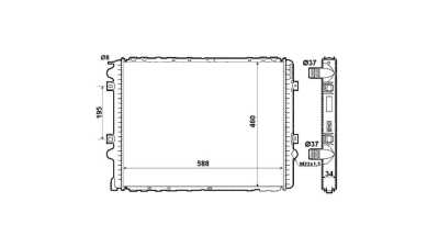 Radiator racire Renault Mascott, 09.1999-04.2005, Motorizare 2, 8 D 62kw Cu Ac; 2, 8 D 78kw Cu/Fara Ac; 2, 8 Dci 92/107kw Cu/Fara Ac Diesel, cutie Manuala, dimensiune 588x458x32mm, Cu lipire fagure prin brazare, Aftermarket