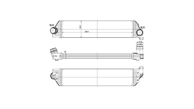 Intercooler Renault Master, 02.2011-, Nissan NV400, 11.2011-09.2016, motor 2.3 dci, Opel Movano, 12.2010-, motor 2.3 CDTI, aluminiu brazat/plastic, 730x173x50 mm, 