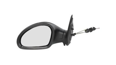 Oglinda usa exterioara Seat Leon (1m1), 2003-2005; Toledo (1m2), 2003-2004, partea Stanga, ajustarea prin cablu; carcasa grunduita; sticla asferica; geam cromat, Aftermarket
