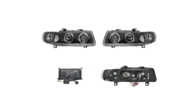 Set faruri tuning SEAT LEON (1M1), 11.1999-05.2005, Taiwan, partea stanga+dreapta, H1+H1; manual/electric; negru, transparent; fara motor;