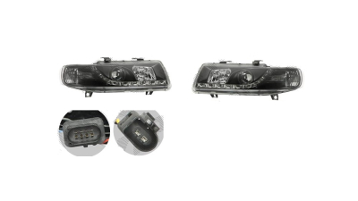 Set faruri tuning SEAT LEON (1M1), 11.1999-05.2005, Taiwan, partea stanga+dreapta, pozitie pe LED;tip bec H1+H1; manual/electric; negru, transparent; fara motor;