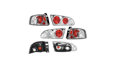 Set stopuri Spate Seat Ibiza (6l), 02.2002-05.2006, partea Stanga+Dreapta, transparent, argintiu; cu lampa interioara; tuning; Omologare: ECE, Taiwan