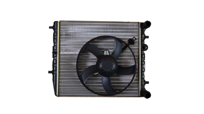 Radiator racire Seat Toledo (Kg) 07.2012- 1,2 55kw Fara Ac Benzina, Manual, fara AC, cu ventilator, cu conectori rapizi intrare/iesire, 430x415x23, Cu lipire fagure mecanica RNBC