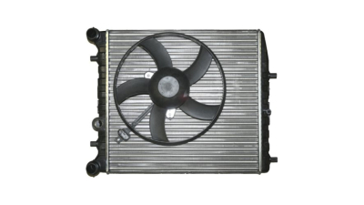 Radiator racire Seat Ibiza (6j) 2008- 1,2 44/51kw; 1,4 63kw Benzina, Manual, fara AC, cu ventilator, cu conectori rapizi intrare/iesire, 430x415x23, Cu lipire fagure mecanica Aftermarket
