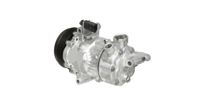 Compresor aer conditionat Skoda Fabia (5J), 2007-2015, Rapid (NH), 2012-, Roomster (5J), 2006-, motor 1.2 TDI, 55kw, diesel; 1.6, 77kw, benzina, rola curea 110 mm, 6 caneluri, tip Sanden: SD6V12