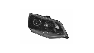 Far Skoda Fabia, 12.2014-, partea Dreapta, electric, tip bec H7+H7+WY21W, cu motoras, cu lumini de zi pe LED, Hella
