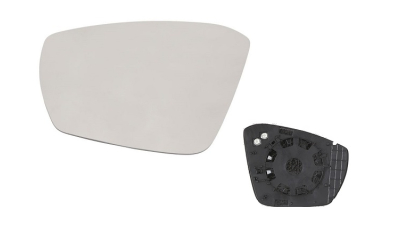 Geam oglinda exterioara cu suport fixare Skoda Octavia 3 (5e), 01.2013-05.2017; Octavia 3 (5e), 03.2017-, VW T-CROSS 01.2019-, T-ROC 09.2017-; Stanga, incalzita; geam convex; cromat
