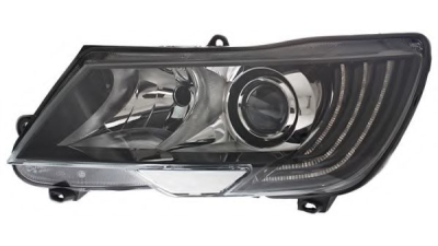 Far Skoda Superb (3t) 06.2013-07.2015, Stanga, tip bec H15+H7+Psy24w, reglare electrica, cu lumini pentru timp de zi, cu motoras, ECE, Hella, 3T1941015F, 