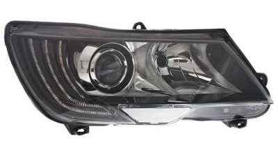 Far Skoda Superb (3t) 06.2013-07.2015, Dreapta, tip bec H15+H7+Psy24w, reglare electrica, cu lumini pentru timp de zi, cu motoras, ECE, Hella, 3T1941016F, 