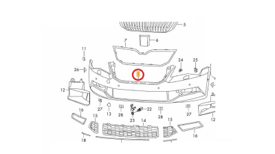 Bara fata Skoda Superb (3v), 05.2015-07.2019, cu locas pt spalator si asistenta la parcare; gata de vopsit (fara primer), Aftermarket