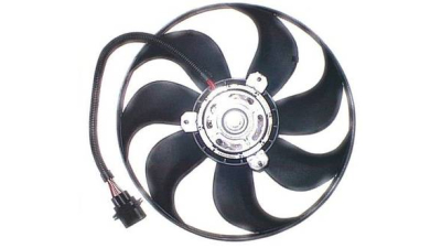 GMV radiator Electroventilator Seat Ibiza 6L 6J 2002-; Cordoba 6L 2002-2009; Skoda Fabia 1999-2015; Roomster 2006-; Vw Polo 9N 2001-2009 , FOX , 6Q0959455AD/AE 390mm , 3 pini , tip Siemens, 300/90W, pentru modele cu AC, motorizari 1.2/1.4/1.4 TDI/1.6/ 1.6