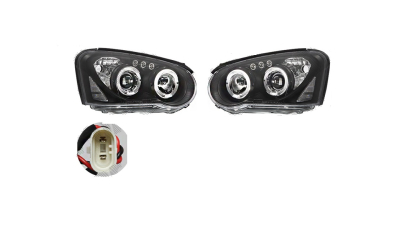 Set faruri tuning SUBARU IMPREZA (GD/GG), 01.2003-10.2005, Taiwan, partea stanga+dreapta, H1+H3; manual; negru, transparent; Omologare: SAE;