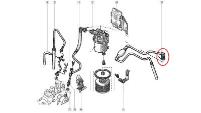 Furtun combustibil Renault Clio Diesel, conducta originala cu pompa amorsare 7700111377