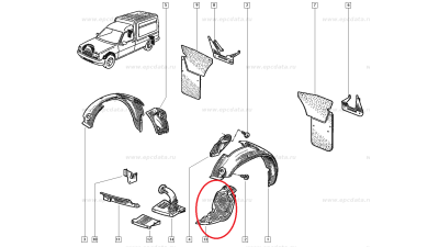 Carenaj roata fata Renault Express, Rapid, partea stanga, spre fata, Original 7700307279
