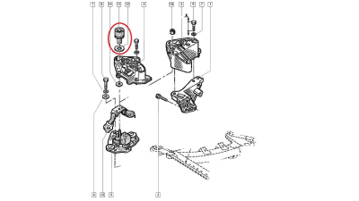 Tampon fixare suport motor Renault Scenic 1, Espace 3, Original Renault 7700438401