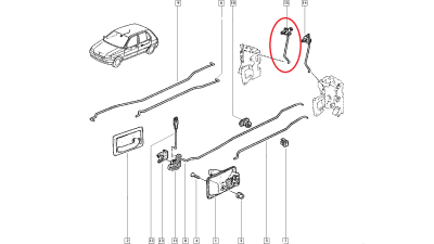 Tija comanda maner exterior , broasca usa spate dreapta Renault Clio 1, originala Renault 7700799671