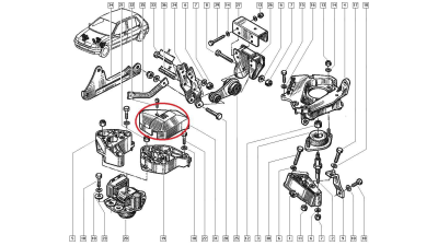 Capac suport motor Renault Clio 1, original 7700806365