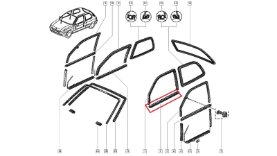 Garnitura geam usa stanga Renault Clio 1 3 usi, 7700811066