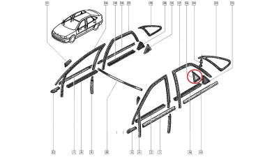 Garnitura geam usa spate stanga colf Renault Laguna 1, originala 7700828883