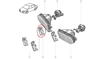 Ornament proiector ceata Renault R19 1988-, partea dreapta , 7701036050