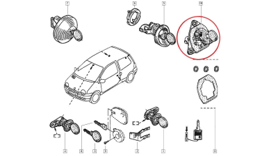 Yala hayon Renault Twingo 1 2004-, Original Renault 7701208502, inchizator portbagaj spate 
