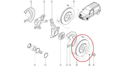 Disc frana fata Renault Kangoo, Mercedes Citan , ventilat 280x24mm, Set 2 buc, Produs Original Renault 7701209839