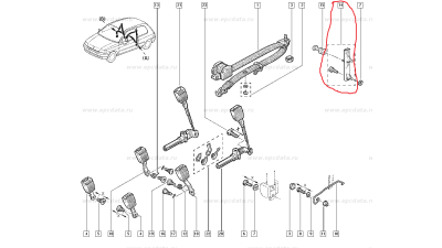 Chinga elastica OE Renault Clio la centura de siguranta , originala 7701367137