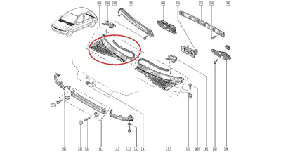 Grila sub paarbriz partea dreapta Renault Clio 1, Ornament Original 7701466306