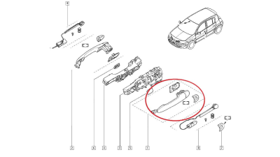 Maner usa exterior Renault Megane 2 , fata, partea Stanga , produs Original 7701474442