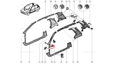 Agrafa fixare panouri stalpi Renault Clio 1, Laguna, Clips Original 7703081079