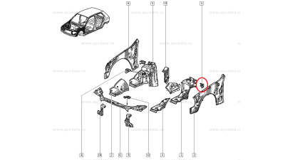 Suport aripa interioara Renault Clio 1, partea stanga , Original 7750811633