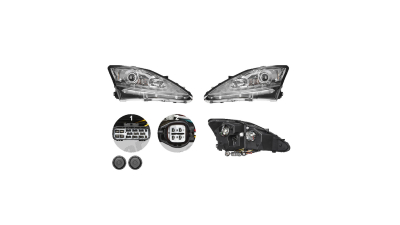 Set faruri Lexus Is (Xe2), 11.2005-04.2013, partea Stanga+Dreapta, Tuning, Fata, xenon; cu lentile; cu indicator led; D2R+H1; manual/electric; argintiu; fara Omologare, Taiwan