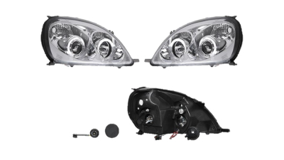 Set faruri tuning TOYOTA YARIS (XP10), 04.1999-03.2003, Taiwan, partea stanga+dreapta, H1+H1; manual; transparent, argintiu;