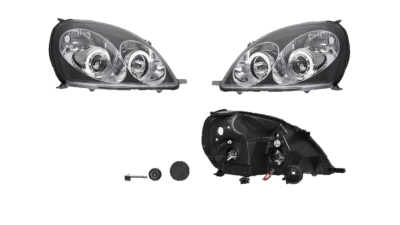 Set faruri tuning TOYOTA YARIS (XP10), 04.1999-03.2003, Taiwan, partea stanga+dreapta, H1+H1; manual; negru, transparent;