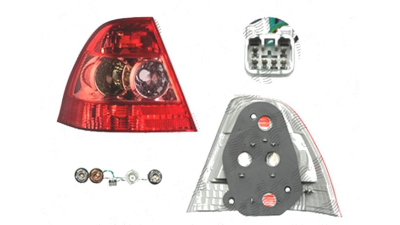 Stop spate lampa Toyota Corolla (E12), 01.2004-03.2007, spate, Stanga, European market, SEDAN, cu lampa ceata; P21/5W+P21W+PY21W; semnalizare portocalie; fara suport becuri;
