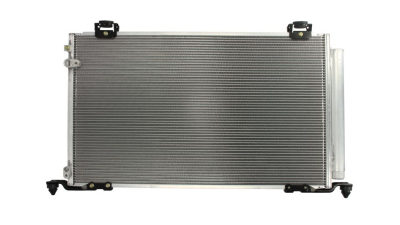 Condensator climatizare Toyota Avensis (T25), 2003-2008, motor 2.0, 108 kw; 2.4, 120 kw benzina, , full aluminiu brazat, 646(620)x384(364)x16 mm, cu uscator si filtru integrat