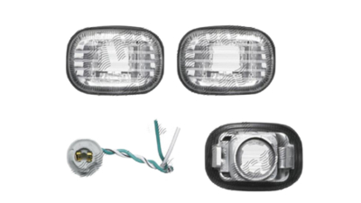 Lampa semnalizare laterala Lexus Rx (Xu30), 02.2003-04.2009; Gs (S140), 02.1993-08.1997; Rx (Xu10), 2001-01.2003, fata, Stanga = Dreapta, WY5W; transparent, silver; fara suport becuri; tuning;
