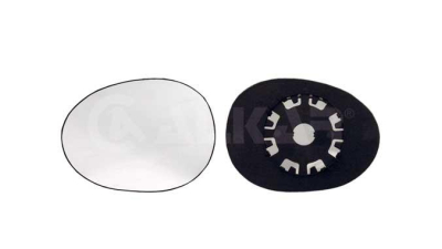 Geam oglinda exterioara cu suport fixare Citroen C1 (Pm/Pn), 09.2005-08.2014, Peugeot 107 (P), 09.2005-12.2014; Toyota Aygo (Ab1), 09.2005-08.2014, partea Stanga, sticla convexa; geam cromat, Aftermarket