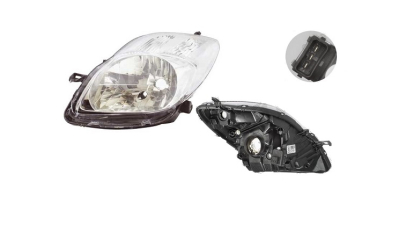 Far Toyota Yaris (Xp90) Hb, 03.2009-03.2011, fata, Stanga, H4; electric; rama reflector argintie; fara motoras, DEPO