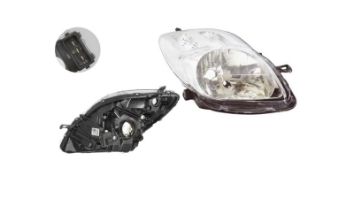 Far Toyota Yaris (Xp90) Hb, 03.2009-03.2011, fata, Dreapta, H4; electric; rama reflector argintie; fara motoras, DEPO