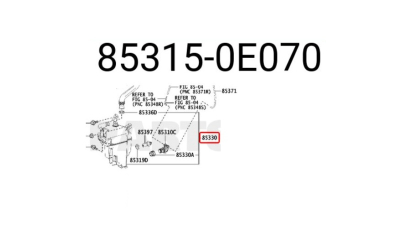 Rezervor spalator parbriz Toyota Highlander (U50), 12.2013-2019, pt. modele fara spalator faruriGat de umplere cu capac,Cu pompa spalator parbriz si senzor nivel lichid, Aftermarket