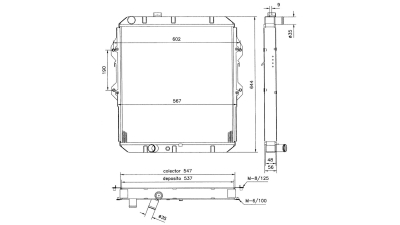 Radiator racire Toyota Hilux, 08.1998-07.2001, Motorizare 2, 4 Td 66kw Diesel, tip climatizare Cu/fara AC, cutie automata, dimensiune 550x528x36mm, Cu lipire fagure prin brazare, Aftermarket