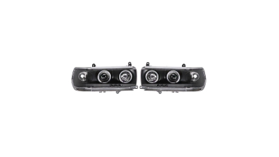 Far Toyota Land Cruiser (Fj80/Fj82), 01.1989-05.1996, fata, Stanga+Dreapta, H1+H1; manual; negru, transparent; cu silver frame; tuning; fara omologare, Taiwan